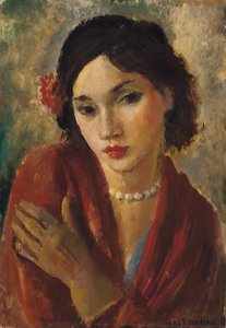 An Elegant Lady with a Pearl Necklace by Vera Rockline