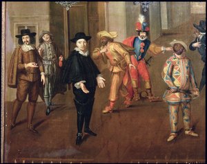 Italian and French Comedians Playing in Farces, 1670 (detail)