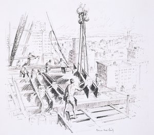 Moving beams on the 25th floor of the Empire State Building, published by William Edwin Rudge by Vernon Howe Bailey