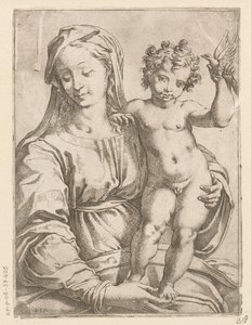 Mary with Child and a Bird