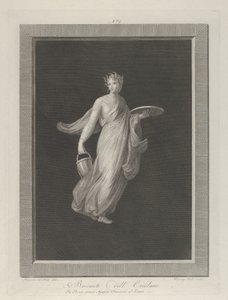 A partly naked bacchante holding a disk in her raised left hand and a bucket by Vicenzo Feoli