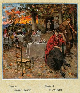 Outdoor restaurant, illustration for a collection of Neapolitan songs, Italy, 20th Century by Vicenzo Irolli