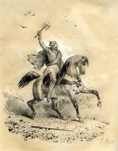 Charles Martel (688-741) won the Arab troops in Poitiers in 732. Engraving by Victor Adam (1801-1866) in the book “France in the Middle Ages” published by the Ardant brothers in the middle of the 19th century.