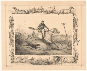 Hunting Horse with Rider in Gallop