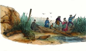 La Lionne, scene de chasse. in “Album Grotesque, Choices of Outstanding Types”, illustrations by Victor Adam, Paris, circa 1850.