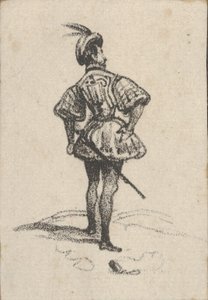 Man with Sword and Feathered Hat, Viewed from the Back, mid-19th Century