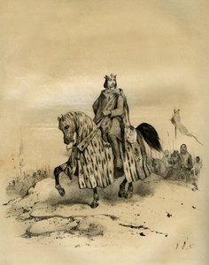 Philip 6 of Valois, king of France from 1328 to 1350, riding at the head of his troops when he took power in 1328