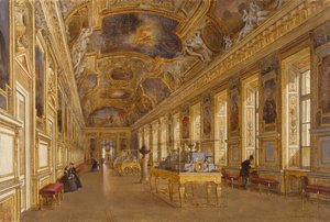 View of the great gallery of Apollon at the Musee du Louvre