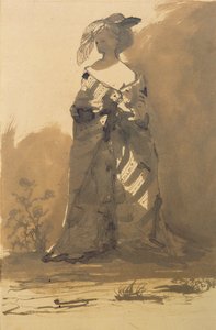 Woman Wearing an Overcoat and a Feathered Hat by Victor Hugo