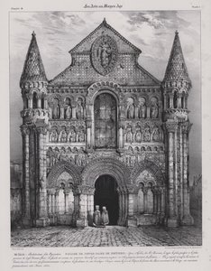 Romanesque facade of the Church of Notre Dame la Grande, Poitiers, France by Victor Jean Baptiste (after) Petit