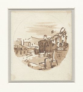Quick Sketch of Classical Buildings, a Temple, and a Portico in a Curved Wall by Victor Jean Nicolle