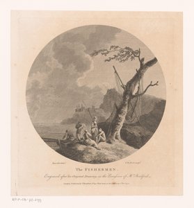 Landscape with Fishermen by a Tree with Fishing Nets by Victor Marie Picot
