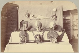 Pl. XIV. Masks, etc.: Solomon Islands by Victor Prevost, Gaston L. Feuardent and Co., New York