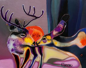 Colorful Loving Deer by Victor Tkachenko