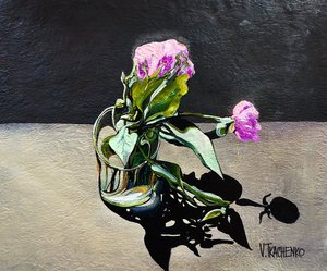 Drooping Peonies in Glass