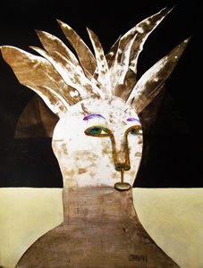 Enigmatic Feathered Portrait by Victor Tkachenko