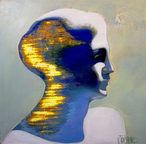 Golden Blue Abstract Portrait