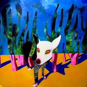 Vibrant Surreal Dog by Victor Tkachenko