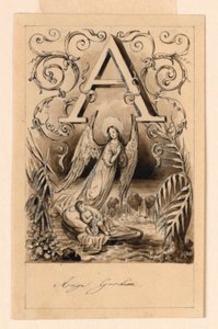 Design for the Letter A of a Primer: Guardian Angel by Victor Vincent Adam