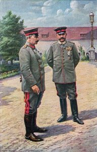 Kaiser Wilhelm II and Field Marshal von Hindenburg Pose in Front of the Castle in Posen, 1915