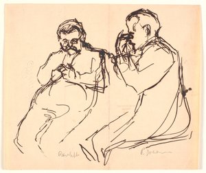 Figure Sketch. Two Seated Men: Aarsleff and P. Johansen by Viggo Johansen