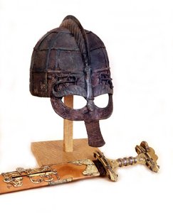 Viking helmet and sword