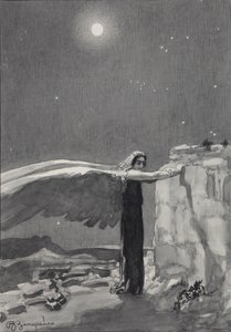 Illustration to the poem The Demon by Mikhail Lermontov by Viktor Dmitrievich Zamiraylo