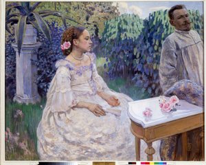 Self-Portrait with Sister by Viktor Elpidiforovich Borisov Musatov