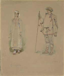 Snow Maiden and Lel. Costume Design for the Opera Snow Maiden by N. Rimsky-Korsakov, 1885