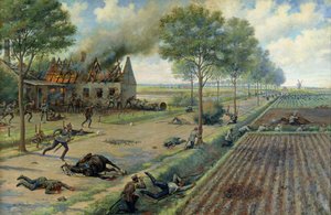 The Russian Cavalry Fighting the Germans in a Village in 1915, c.1915-16 by Viktor Viketyevich Masurovsky