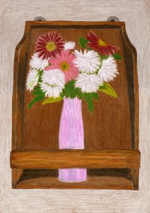 Flowers on Wooden Shelf