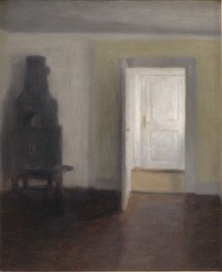 Interior with an Old Stove by Vilhelm Hammershoi