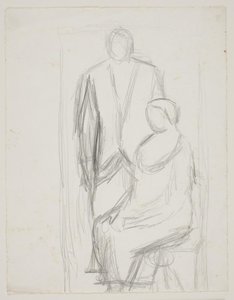 Lundstrøm Standing Behind the Seated Mrs. Lundstrøm. Study for the So-called Wedding Picture by Vilhelm Lundstrøm