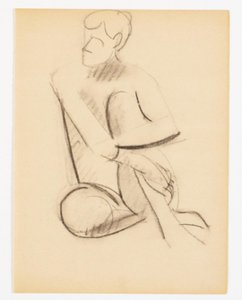 Seated Male Model. A Light Sketch, Possibly Counter-Proof of the Same Model in the Same Position on Verso by Vilhelm Lundstrøm