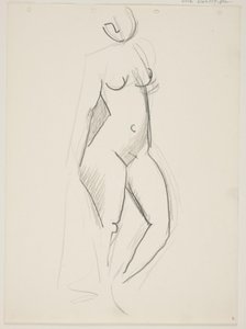 Standing nude woman, facing right, drapery in hand by Vilhelm Lundstrøm
