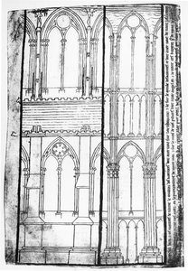 Facsimile copy of Ms Fr 19093 fol.31v Exterior and Interior Elevation of the Lateral Walls of Reims Cathedral by Villard de Honnecourt