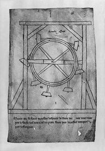 Supposedly perpetual motion mallets and wheel (facsimile copy)