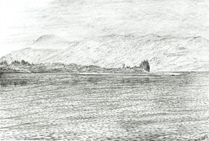 Duart castle from a ferry, 2007 by Vincent Alexander Booth