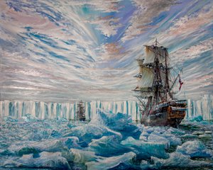Erebus and Terror Discover Antarctic Ice Shelf by Vincent Alexander Booth