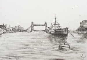 HMS Belfast on the river Thames London, 2006 by Vincent Alexander Booth