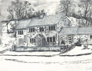 Osmotherley Buildings in Winter Snow by Vincent Alexander Booth