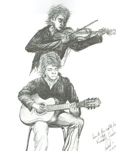 The Guitarist and Violinist at 8th Day Cafe Manchester, 2007 by Vincent Alexander Booth