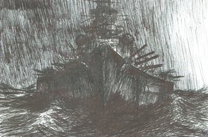 Tirpitz in Heavy Weather 1942 by Vincent Alexander Booth