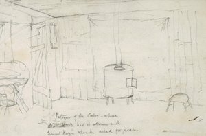 Interior of the Cabin Where Black Kettle Had His Interim with General Hazen When He Asked for Peace by Vincent Colyer
