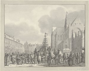 Arrival of the French at the Grote Markt in Haarlem, 1795 by Vincent Jansz. van der Vinne