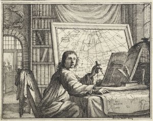 Man with Compass by Maps by Vincent Laurensz. van der Vinne (II)
