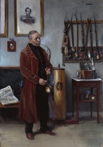 Man with merskum pipe in an interior