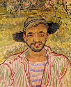 Bust of Peasant Face with Straw Hat. Painting by Vincent Van Gogh (1853-1890)