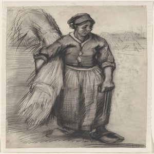 Peasant Woman Carrying a Sheaf of Grain, Seen from the Front by Vincent van Gogh