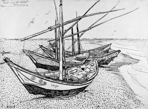 Sailboats in Saintes-Maries by Vincent van Gogh